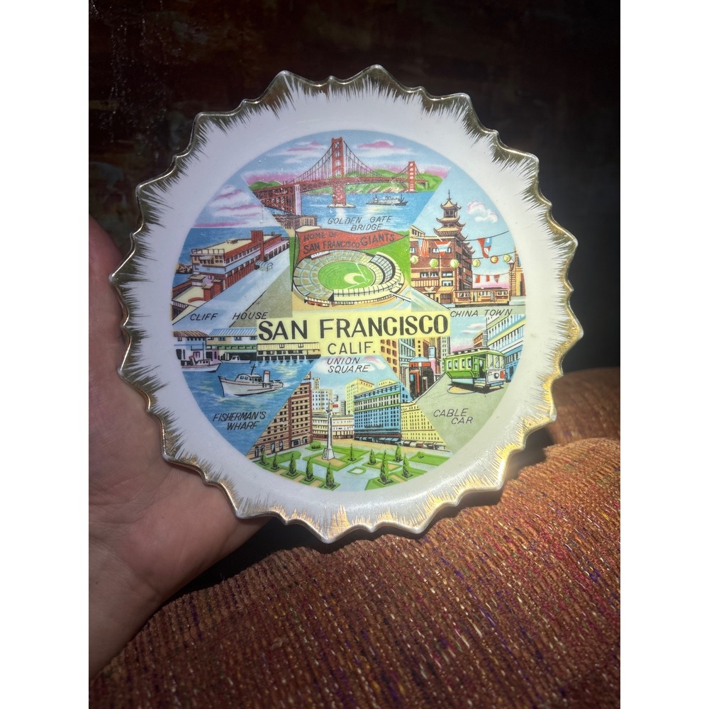 Vintage Bradley San Francisco Souvenir Plate Gold Trim Scalloped Japan 7.25in